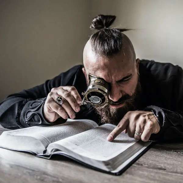 reading under magnifying glass