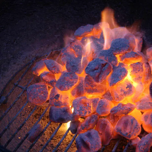 briquettes in charcoal grill