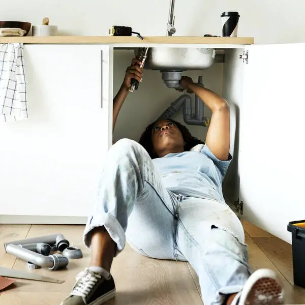 working under sink