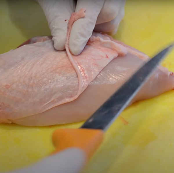 removing skin from raw chicken breast