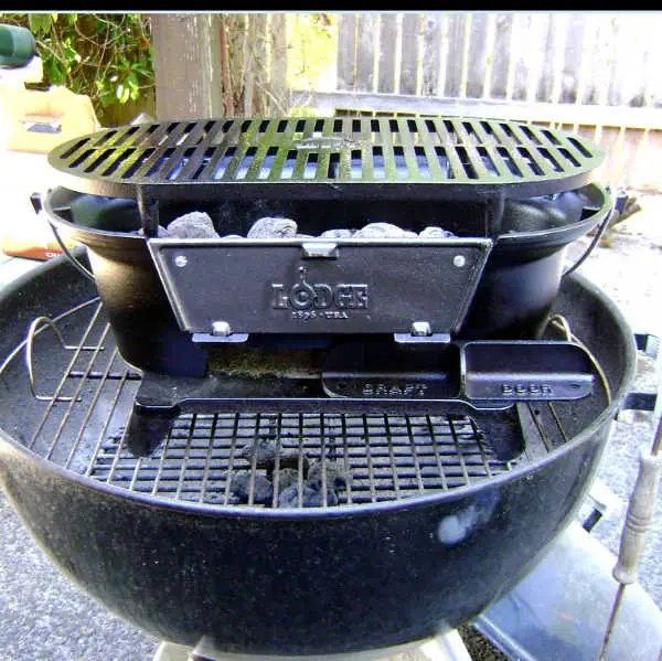 cast iron and stainless steel charcoal grill