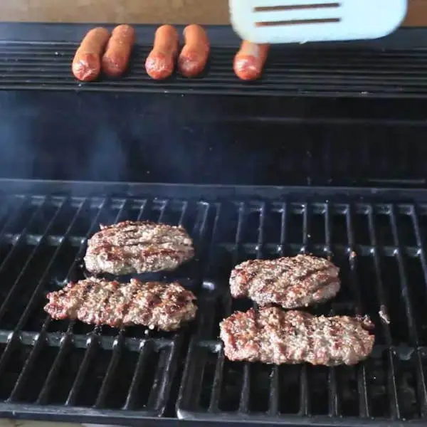 cooking burgers on infrared grill