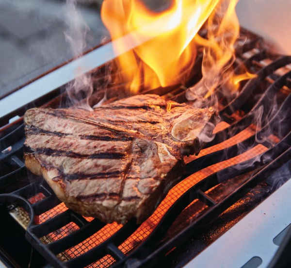 searing steak on infrared grill