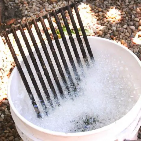 soaking grates in bucket