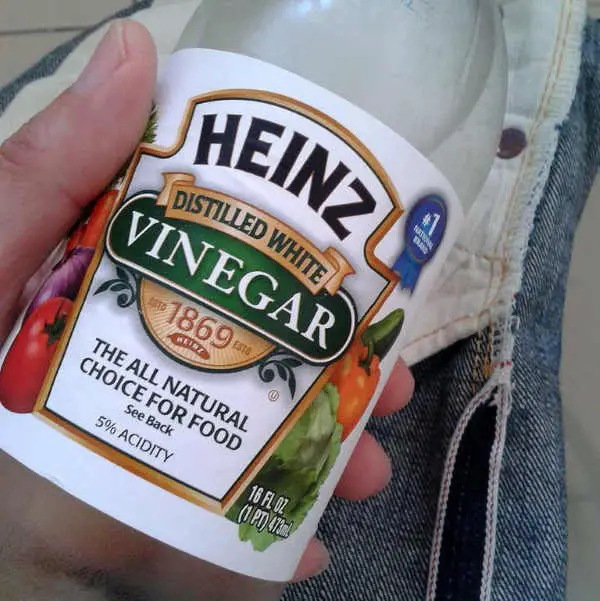 holding white vinegar