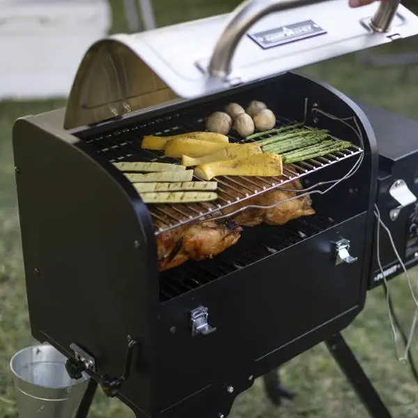 cooking in a portable pellet grill