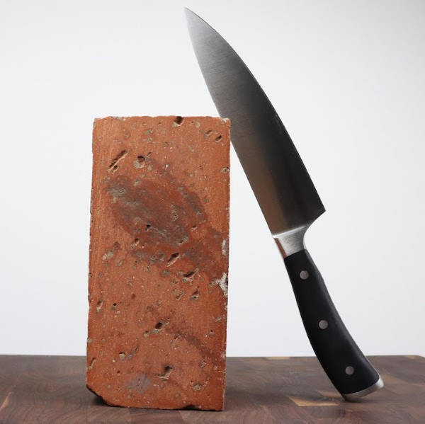 knife and brick