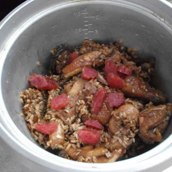 meat in rice cooker