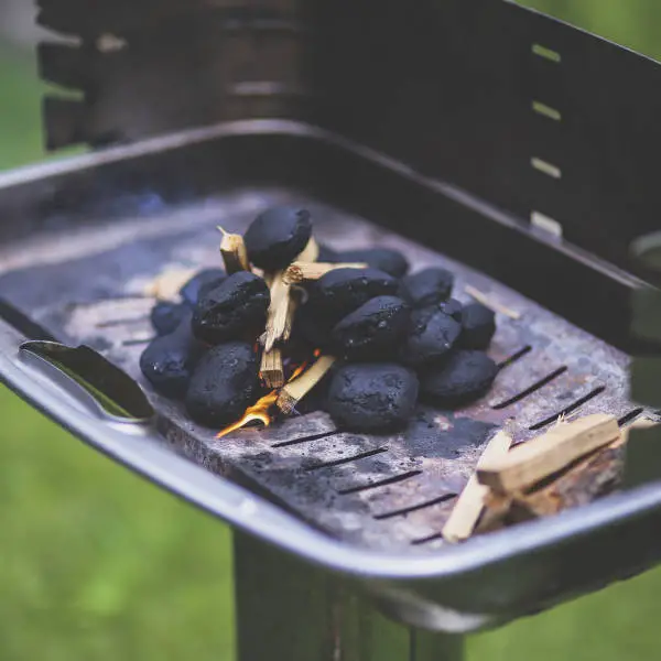 burning charcoal in grill