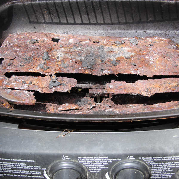 rusty gas grill