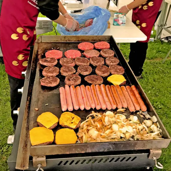 cooking various things on griddle